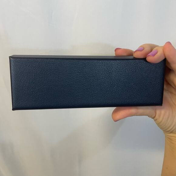 Warby Parker Navy Blue Glasses Sunglasses Hard Case New Cleaning Cloth - Picture 2 of 3